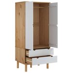 vidaXL Garde-robe OTTA Marron et blanc 76 5x53x172 cm Bois massif pin