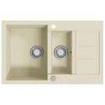 vidaXL Évier de cuisine Granit Double lavabo Beige