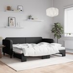 vidaXL Lit de jour avec lit gigogne et matelas noir 80x200 cm tissu