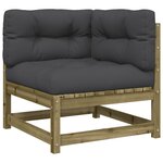 vidaXL Canapé d'angle de jardin avec coussins et repose-pieds