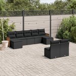 vidaXL Salon de jardin 9 Pièces avec coussins noir résine tressée