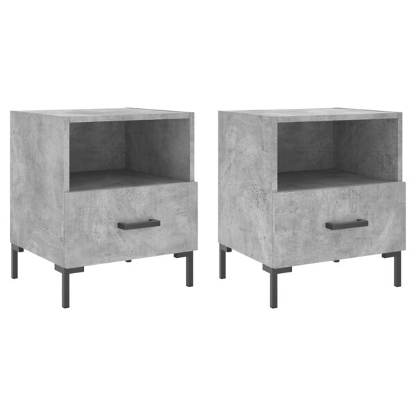 vidaXL Tables de chevet 2Pièces gris béton 40x35x47 5cm bois d’ingénierie