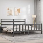 vidaXL Cadre de lit sans matelas gris 200x200 cm bois massif de pin