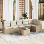 vidaXL Ensemble de salle à manger de jardin de 7 pièces avec coussins en poly rattan marron