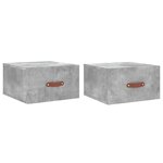 vidaXL Tables de chevet murales 2 Pièces gris béton 35x35x20 cm