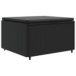 vidaXL Salon de jardin 4 Pièces avec coussins Noir Résine tressée