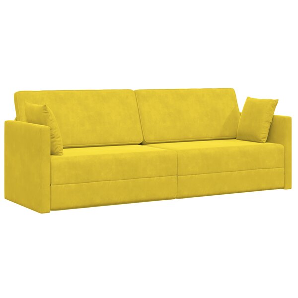 vidaXL Canapé-lit au sol 2-en-1 Jaune 213x144x60 cm Velours
