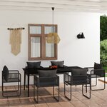 vidaXL Ensemble à manger de jardin 7 Pièces Noir