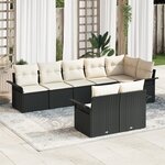 vidaXL Set de canapé de jardin 8 pièces avec coussins Noir Poly Rotin