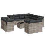 vidaXL Salon de jardin avec coussins 12 Pièces gris clair résine tressée