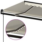 vidaXL Auvent automatique avec capteur de vent et LED 450x300 cm Crème