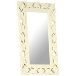 vidaXL Miroir sculpté à la main Blanc 80x50 cm Bois de manguier massif