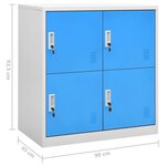 vidaXL Armoires à casiers 5 Pièces Gris clair et bleu 90x45x92 5 cm Acier