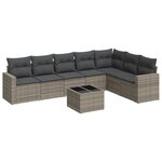 vidaXL Salon de jardin 8 Pièces avec coussins gris résine tressée