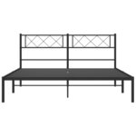 vidaXL Cadre de lit métal avec tête de lit noir 135x190 cm