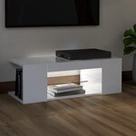 vidaXL Meuble TV avec lumières LED blanc brillant 90x39x30 cm