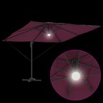 vidaXL Parasol déporté Roma de avec LEDs Bordeaux Rouge 286x285x270 cm Aluminium