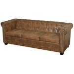 vidaXL Ensemble de canapé Chesterfield à 2 et 3 places marron