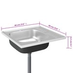vidaXL Jeu d'évier de cuisine et égouttoir argenté 600x600x155 mm inox