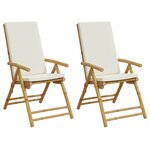 vidaXL Chaises de bistro pliantes lot de 2 et coussins blanc crème