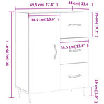 vidaXL Buffet chêne marron 69 5x34x90 cm bois d'ingénierie