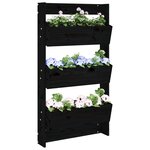vidaXL Jardinière murale 3 niveaux 60x18 5x110 cm noir bois pin massif