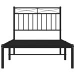 vidaXL Cadre de lit métal avec tête de lit noir 90x200 cm