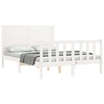 vidaXL Cadre de lit avec tête de lit blanc 140x200 cm bois massif