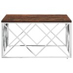 vidaXL Table basse acier inoxydable et bois massif de récupération