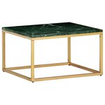 vidaXL Table basse Vert 60x60x35 cm Pierre véritable et texture marbre