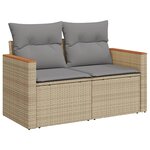 vidaXL Salon de jardin avec coussins 7Pièces mélange beige résine tressée