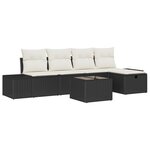 vidaXL Ensemble de canapé de jardin 6 pièces avec coussins en rotin noir poly