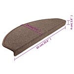 vidaXL Tapis d'escalier 15 Pièces Marron café 65 x 24 x 4 cm