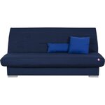 Banquette clic clac 3 places KYLIAN - Tissu bleu - 192 x 97 x 90 cm - Couchage 120 x 190 cm