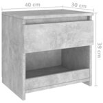 vidaXL Tables de chevet 2 Pièces Gris béton 40x30x39 cm Aggloméré