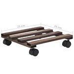 vidaXL Support roulant à plantes Bois de cèdre 4 Pièces 25 x 25 cm