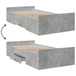 vidaXL Cadre de lit et tiroirs gris béton 90x190 cm bois d'ingénierie