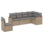 vidaXL Salon de jardin avec coussins 6Pièces mélange beige résine tressée
