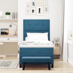vidaXL Lit Box Spring avec Matelas & Banc Bleu foncé 90x200 cm Velours