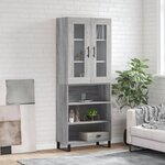 vidaXL Buffet haut Sonoma gris 69 5x34x180 cm Bois d'ingénierie