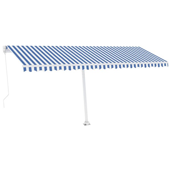 vidaXL Auvent manuel rétractable avec LED 500x350 cm Bleu et blanc