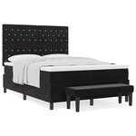 vidaXL Lit à ressorts avec matelas & banc noir 140x190 cm en velours