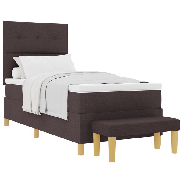 Lit à ressorts vidaXL avec matelas et banc marron foncé 100x200 cm en tissu