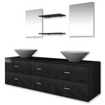 vidaXL Mobilier de salle de bain avec lavabo 7 Pièces Noir