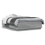 vidaXL Cadre de lit avec LED sans matelas sonoma gris 135x190 cm