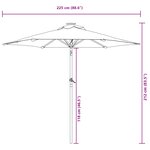 vidaXL Parasol de jardin avec mât en acier noir 225x225x212 cm