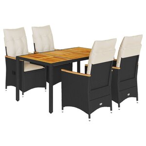 vidaXL Ensemble à manger de jardin coussins 5Pièces Noir Résine tressée