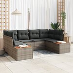 vidaXL Ensemble de canapé de jardin 6 pièces avec coussins gris en poly rotin acacia