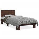 vidaXL Cadre de lit chêne marron 100x200 cm bois d'ingénierie et métal