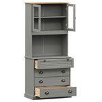 vidaXL Buffet haut VIGO gris 80x40x176 cm bois massif de pin